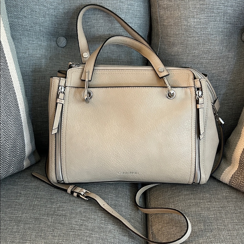 Calvin Klein Beige Satchel with Removable Crossbody Strap